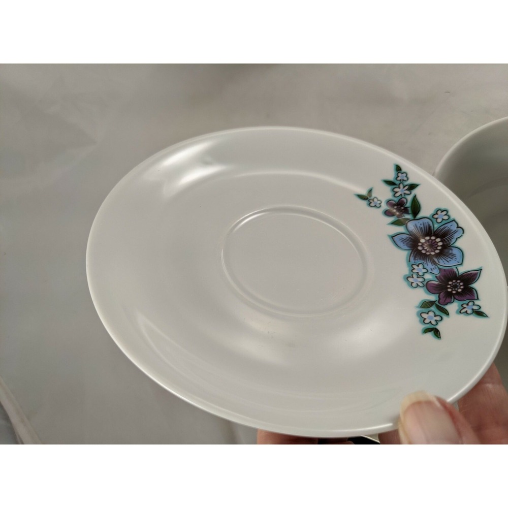 Tirschenreuth Bavaria Purple Blue Flowers Tea Cup Saucer Set - Picture 12 of 12